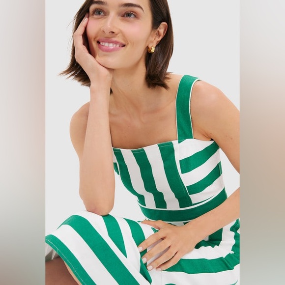 NWT Tuckernuck HYACINTH HOUSE Green & White Striped Hooper Denim Midi Dress XS - Picture 5 of 12